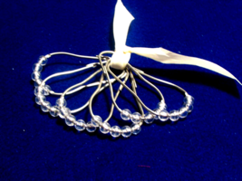 SHOWER CURTAIN HOOKS 6 silver metal each with 5 translucent beads (B) - $2.00