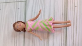 Vintage 2000&#39;s Polly Pocket Pink and Green Striped Dress Short Hair - £3.10 GBP
