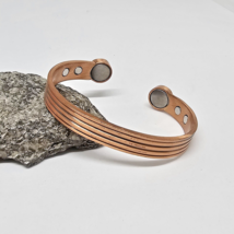 Textured Copper  Tone Magnetic Bracelet Open Cuff Bangle - $14.95