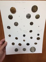 23 antique vintage metal buttons 1800s -1900s cut steel tic tac toe pier... - $36.33