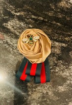 Adorable Satin rose brooch with red Green Gucci web ribbon and bee - £51.44 GBP