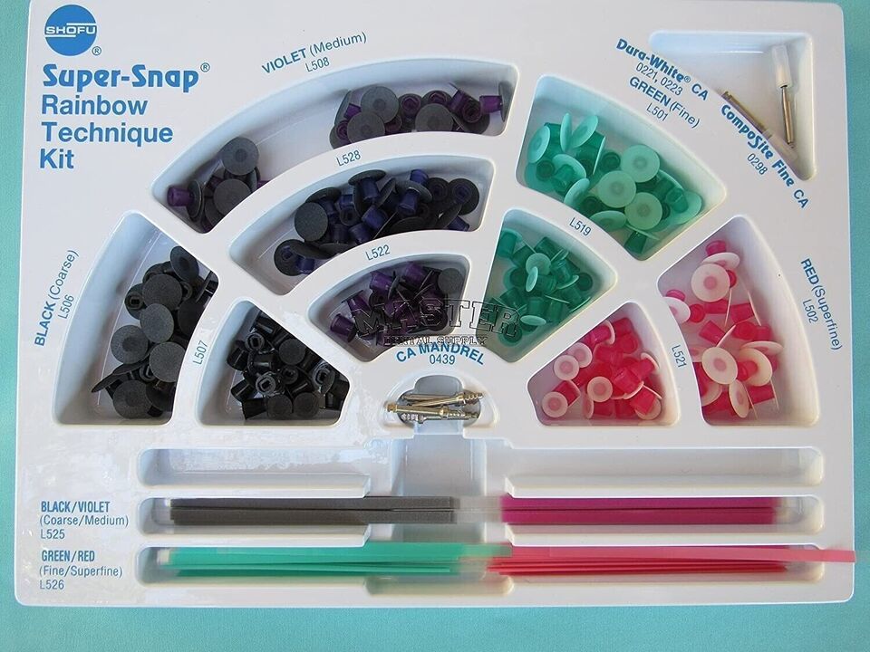 SHOFU Dental SuperSnap Rainbow Technique Kit Ca Finishing &amp; Polishing Sy... - $81.65