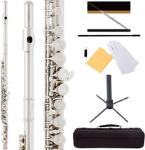 Mendini by Cecilio Premium Grade Silver Closed Hole C Flute with Stand, ... - £159.60 GBP