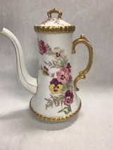 TV France pitcher lid tall spout gold trim Vintage floral repaired 10 in... - £32.68 GBP