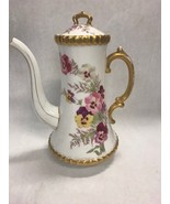 TV France pitcher lid tall spout gold trim Vintage floral repaired 10 in... - £32.61 GBP