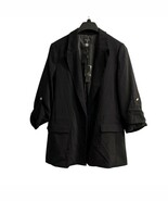 T Tahari Blazer Women L Black Crepe Roll Sleeve Peak Lapel Lined Jacket ... - $69.46 CAD