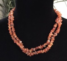 Simulated Carnelian (Glass) Chip Nugget Necklace Double Strand Barrel Cl... - £15.93 GBP