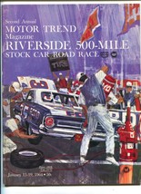 Riverside Int&#39;l Raceway NASCAR Auto Race Program 1/19/1964-Motor Trend 500-AJ... - £223.10 GBP