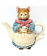 Otagiri Mama Cat W/Apron Tea Pot Porcelain Hand Painted 7 1/2&quot; x 8&quot; Japan - $25.64 CAD