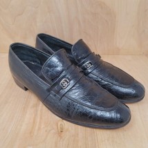 MAYER Hong Kong Men&#39;s Loafers Sz 9.5 M Crocodile Shoes Black Genuine Hor... - £106.09 GBP