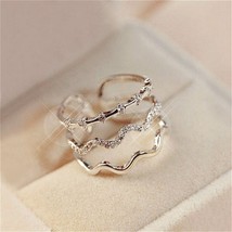 Micro Pave Zircon Open Adjustable Rings For Women Bijoux New Fashion Multilayer  - £7.74 GBP