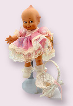 VTG 8&quot; Kewpie By Effanbee Doll 1995 Lavender Floral Dress Easter Basket Jesco - £31.26 GBP