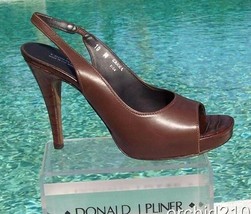 Donald Pliner Couture Shine Nappa Gator Leather Shoe New Platform Peep T... - £95.10 GBP