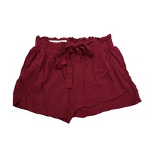 Ambiance Apparel Shorts Womens M Red Paperbag High Rise Drawstring Pocke... - $18.69