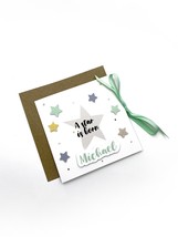 Personalized Greeting Card For Newborn, &quot;A Star Is Born&quot; Baby Card, Baby Name Gr - £5.46 GBP