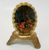 Vintage Egg shell Diorama Deer Art with brass stand handmade real - £12.05 GBP
