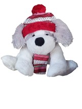 Hug Fun Plush Christmas Dog 12 Inch Stuffed Animal White Holiday Kids Toy - £10.00 GBP
