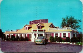 Vtg Postcard 1954 Auburn MA Massachusetts Sandwich House Restaurant w Car - £27.55 GBP
