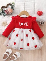 Valentine&#39;s dress baby girl with hearts, Cute red dress for toddler girl... - £26.40 GBP
