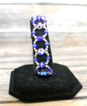 Royal Blue Beaded With Silver Beads Fashion Bracelet With Lobster Claw Closure - £7.58 GBP