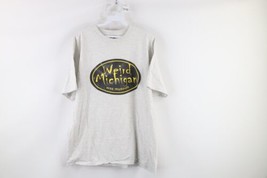 Vintage Streetwear Mens XL Distressed Spell Out Weird Michigan T-Shirt Gray - £23.32 GBP