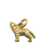 14K Yellow Gold Howling Wolf Charm Pendant - £341.34 GBP