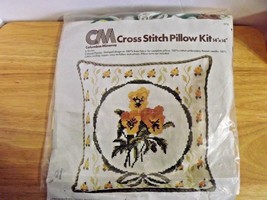 COMPLETED  Cross Stitch Pillow Design #6735 Colonial Pansies CM  - $25.73