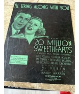1934 I&#39;LL STRING ALONG WITH YOU Vintage Sheet Music &quot;20 MILLION SWEETHEA... - €9,77 EUR