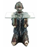 Begging Chained Slave Walking Undead Zombie Side Table With Glass 22.5&quot;H... - £239.09 GBP
