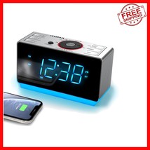 Large LED Display Alarm Clock Radio with Bluetooth &amp; Night Light Functio... - $743.25 MXN