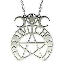 Halskette mit Hexen-Anhänger, Dreifachmond, Pentagramm, Wicca, 50,8 cm... - £6.98 GBP