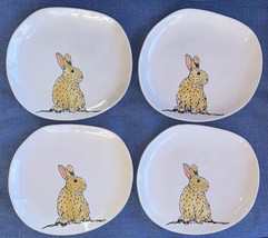 2023 Set Of 4 Eli + Ana 8.5” White Salad Desert Rabbit Plates Easter Bun... - $59.99