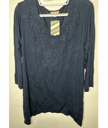 Eyeshadow Eclipse Boho Beauty Blue Lace Long Sleeve Tunic Blouse Size Large - €19,51 EUR