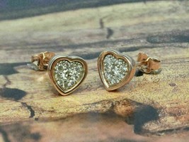 1Ct Rond Imitation Diamant Forme Coeur Boucles D&#39;Oreilles 14k Plaqué or Rose - £94.43 GBP