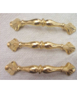 Lot of 3 Gold Color Drawer Pulls Handles - screws 3&quot; apart - $56.26 MXN