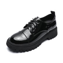 Autumn Spring Women Oxford Flats Shapes Brogue Leather Full Black Office Outsole - £47.91 GBP