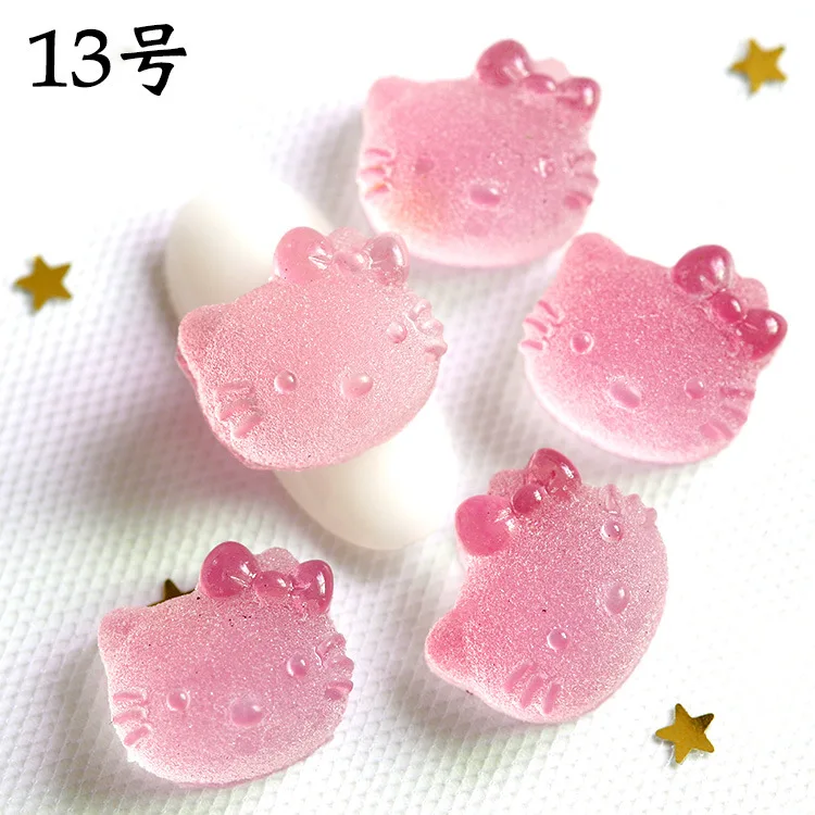 10Pcs New Kawaii Sanrio Hello Kittys Nail Charms Cartoon Diy Gradient Juice - £9.25 GBP