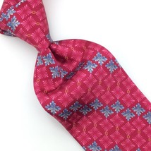 Fabergé USA Made Tie Gloss Red Gray Pink Floral Squares Necktie Luxe Silk L1 New - £80.37 GBP