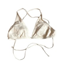 Delia Bikini Top Crochet Eyelet Triangle Removable Cups White S - £3.98 GBP