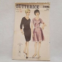 Dress Two Skirts Pattern Size 12 Butterick 3409 VTG  Un-Cut V Neck Women... - $9.89