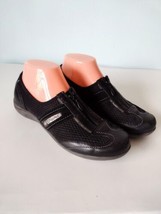 Hush Puppies Zip Up Bounce Comfort Shoes Womens Sz 7 Black Fabric Suede Leather - £17.39 GBP