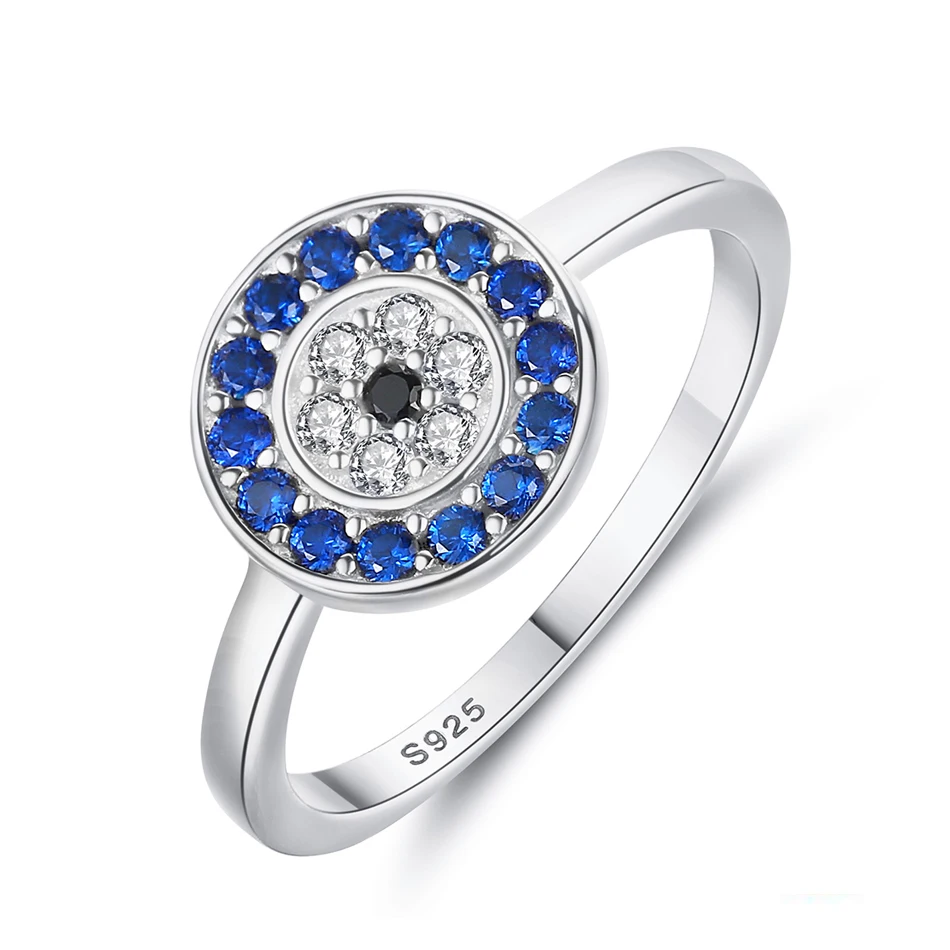 Etine pure 925 sterling silver rings for women lucky evil eye charm blue cz finger gold thumb200