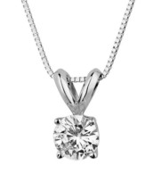 2 ct Real 14k Solid White Gold Round Solitaire Pendant Necklace Box Chain - £46.38 GBP