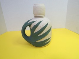 Clay Wine Handle Jug Green White Top Is Also A Cup Cork 8&quot; Tall Empty - £15.88 GBP