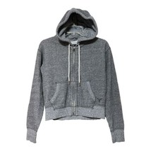 AE American Eagle Juniors Gray Full Zip Crop Hooded Jacket Size Small - £10.21 GBP