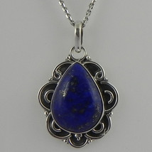 925 Sterling Silver Lapis Lazuli Gems Handmade Pendant Necklace Women PSV-1932 - £30.43 GBP+