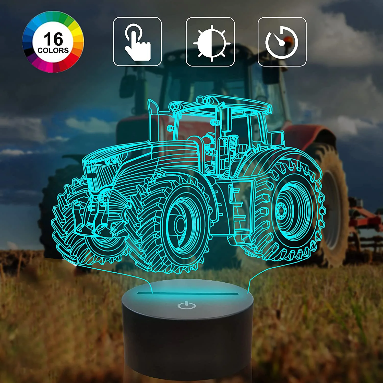 3D Night Light Cool Bulldozer Truck Excavator Car Tractor Vehicle LED Night Lamp - £14.46 GBP+