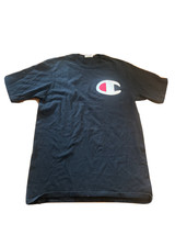 Champion Men&#39;s T-Shirt 100% Cotton Heritage Tee Sg Logo Black Large Vintage - £11.25 GBP