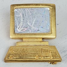 Vintage 1980s PC Computer w/ Mouse Estate Brooch Pin 1.25&quot; - $15.15