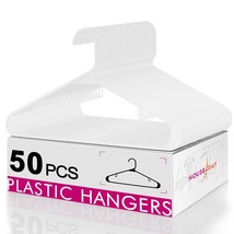 White 50 Pack, Plastic Clothes Hangers With Hooks, Space Saving Plastic Coat Han - $40.99